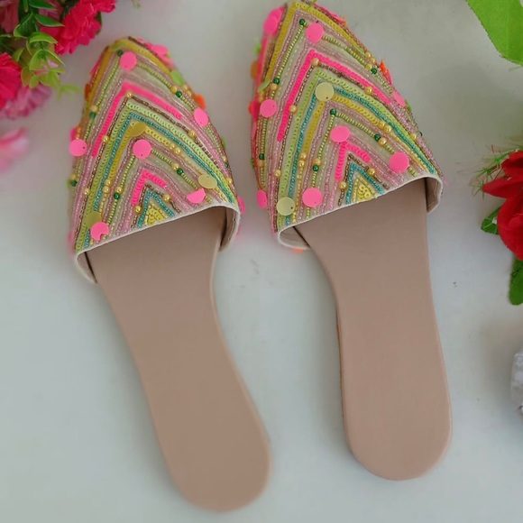 enayat Shoes - Handcrafted mules with little beads and sequins to give you that trendy look !